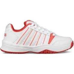 K-Swiss Kids Smash Omni Tennis Shoes - White/Fiesta