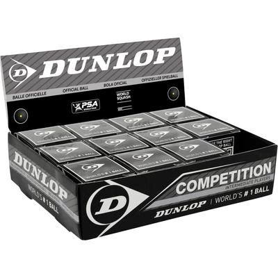 Dunlop Competition (Single Yellow Dot) Squash Balls - 1 Dozen 3 Dunlop Competition (Single Yellow Dot) Squash Balls - 1 Dozen