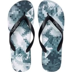 Head Printed Flip Flops - Black/Blue/White