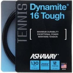Ashaway Dynamite 16 (1.30mm) Tough Tennis String Set - Black