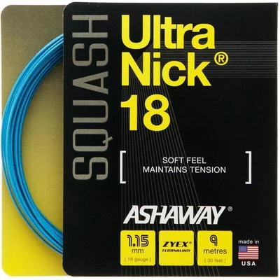 Ashaway UltraNick 18 Squash String Set - Blue 3 Ashaway UltraNick 18 Squash String Set - Blue