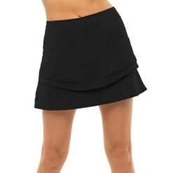 Lucky In Love Womens Long Wave Skirt - Black