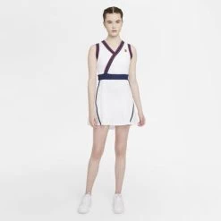 Nike Womens Slam Tennis Dress - White/Binary Blue -Ball Game Paradise DA4716 100 F