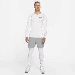 Nike Mens Tight Fit Long Sleeve Top - White -Ball Game Paradise DD1990 100 F