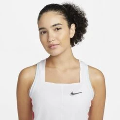 Nike Womens Dri-FIT Slam Tennis Tank - White/Team Orange/Glacier Blue -Ball Game Paradise DR6795 100 C