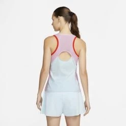 Nike Womens Dri-FIT Slam Tennis Tank - Glacier Blue/Team Orange -Ball Game Paradise DR6795 474 B