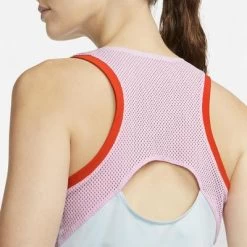 Nike Womens Dri-FIT Slam Tennis Tank - Glacier Blue/Team Orange -Ball Game Paradise DR6795 474 C