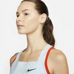 Nike Womens Dri-FIT Slam Tennis Tank - Glacier Blue/Team Orange -Ball Game Paradise DR6795 474 D