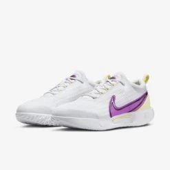 Nike Womens Court Air Zoom Pro Tennis Shoes - White/Citron Tint/Fuchsia Dream -Ball Game Paradise DV3285 101 E