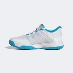 Adidas Kids Adizero Club Tennis Shoes - Cloud White/Blue Rush -Ball Game Paradise GW3840 F