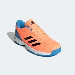 Adidas Kids Stabil Indoor Court Shoes - Beam Orange/Pulse Blue -Ball Game Paradise GX3760 D