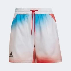 Adidas Boys Printed Shorts - White/Vivid Red/Sky Rush