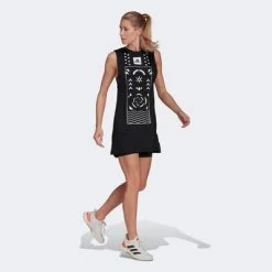 Adidas Womens Paris Wow Dress - Black/White -Ball Game Paradise HA5810 D