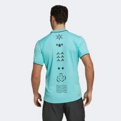 Adidas Mens Freelift Paris Polo - Pulse Aqua -Ball Game Paradise HC7699 C