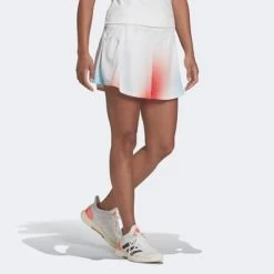 Adidas Womens Melbourne Printed Tennis Skirt - White/Vivid Red -Ball Game Paradise HC7700 C
