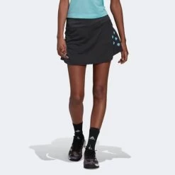 Adidas Womens Paris Tennis Skirt - Carbon/Pulse Aqua