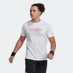 Adidas Mens Tennis Category Tee - White 9 Adidas Mens Tennis Category Tee - White -Ball Game Paradise HG2036 C