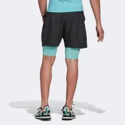 Adidas Mens Paris Two-In-One Shorts - Carbon/Pulsa Aqua -Ball Game Paradise HG4204 C
