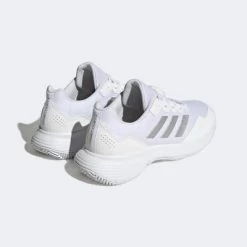 Adidas Womens GameCourt 2.0 Tennis Shoes - Cloud White/Silver Metallic -Ball Game Paradise HQ8476 C