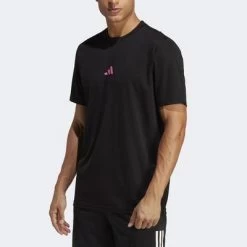 Adidas Mens Spring Court Tee - Black/Lucid Fuchsia -Ball Game Paradise HT5224 B