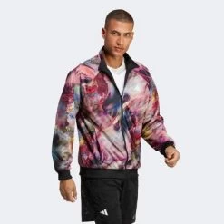 Adidas Mens Melbourne Stretch Woven Tennis Jacket - Black/Multicolour -Ball Game Paradise HT7209 D