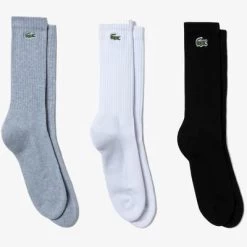 Lacoste Unisex Lacoste Sport High-Cut Socks (3 Pairs) - Grey Chine/White/Black