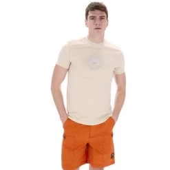 Fila Mens Brig Raw Seam Graphic T-Shirt - Oatmeal