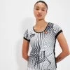 Ellesse Womens Nanto Tee - White/Black -Ball Game Paradise SCR18025 AOP A