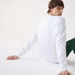 Lacoste Mens Fleece Sweatshirt - White -Ball Game Paradise SH1505 800 D