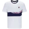 Fila Mens Solar Power Short Sleeved Speed Crew Top - White/Fila Navy 1 Fila Mens Solar Power Short Sleeved Speed Crew Top - White/Fila Navy -Ball Game Paradise TM31D107 100 A