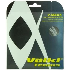 Volkl V-Maxx Hybrid Tennis String Set (Black/Silver) - Gauge 16 (1.23/1.30mm)